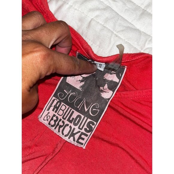 Young Fabulous & Broke Red & White Gradient Loose Fit tunic Women's Shirt Size S - Picture 6 of 7